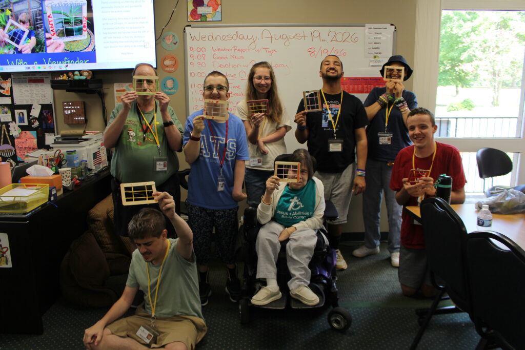 Participants with their View Finders in the Photography Creative Class